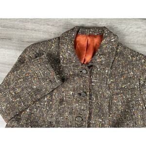 Vintage Womens Blazer Jacket Brown and Multicolor Button Unknown Brand and Size
